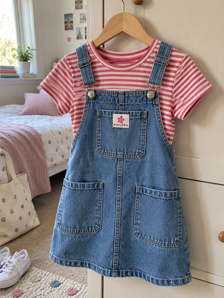 Original upload: Pimlora Striped tee & denim pinafore